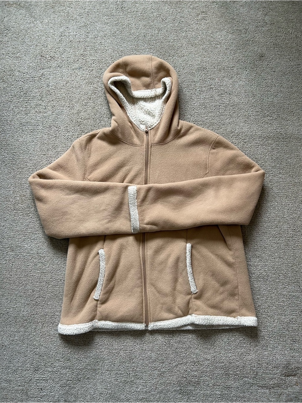 Faded Glory Unisex XL Brown Sherpa Lined Full Zip Hoodie Sweatshirt Big & Tall